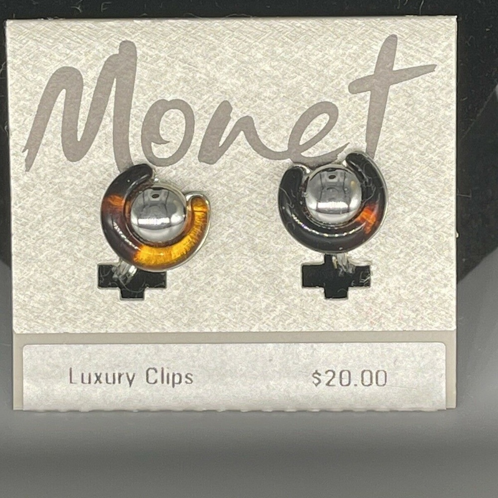 Vintage Monet Luxury Clip Earrings Signed